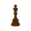 Brown wooden chess piece - king. Small figure of strategic board game. Leisure theme. Flat vector icon