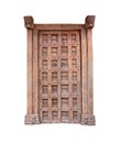 Brown Wooden door ancient isolated on white background.
