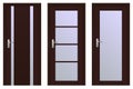 Brown wooden door with glass elements. Interior doors