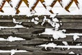 The brown wooden fence is covered in snow Royalty Free Stock Photo