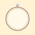 Brown wooden hoop for embroidery. Cross Stitch Hoop Icon, Frame Hoop For Needle Work, Embroidery Hoop Vector Art Illustration Royalty Free Stock Photo