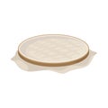 Brown wooden hoop for embroidery with white fabric. Tool for cross stitch. Flat vector design Royalty Free Stock Photo