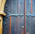 brown wooden parliament in london old door and marble antique Royalty Free Stock Photo