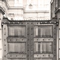 brown wooden parliament in london old door and marble antique Royalty Free Stock Photo