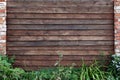 Brown Wooden picket fence frame. rustic background Royalty Free Stock Photo