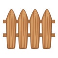 Brown wooden picket fence icon, cartoon style