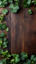 brown wooden planks board with clover - background for St. Patricks day Royalty Free Stock Photo