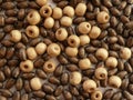 Brown wooden seed beads background Royalty Free Stock Photo