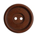 Brown wooden sewing button isolated