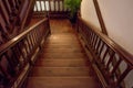 Brown wooden staircase