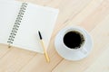 Laptop notepad pen and a cup of black coffee Royalty Free Stock Photo