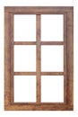 Brown wooden window frame isolaed on a white background