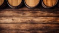 Brown wooden wine beer barrel stacked background