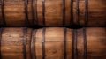 Brown wooden wine beer barrel stacked background Royalty Free Stock Photo