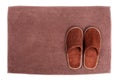 Brown wool slipper on mat