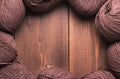 Brown woolen threads and copyspace Royalty Free Stock Photo