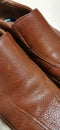 brown working boot closeup view Royalty Free Stock Photo