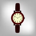 Brown Wristwatch Isolated on a Grey Background.