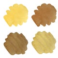 Brown Yellow Watercolor hand painted abstract texture set. Gradient background on textured paper. Circle Creative soft Royalty Free Stock Photo