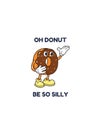 Browna and Blue Food Cartoon Donut Character Cute T-Shirt
