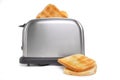 Browned toast in toaster Royalty Free Stock Photo