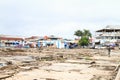 Brownfield with trash by harbor in Manado Royalty Free Stock Photo