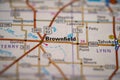 Brownfield, Texas in the United States, highlighted on a world map Royalty Free Stock Photo