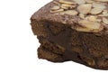 Brownie almond close up background