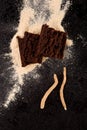 Brownie with ashwagandha supplement powder. Royalty Free Stock Photo