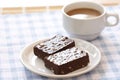 Brownie cake and coffee cup