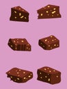 Brownie cartoon icon set. isolated on pink background in flat style vector design