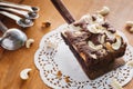 Brownie and cashew nut cake Royalty Free Stock Photo