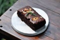 Brownie, chocolate cake with cashew nut and almond Royalty Free Stock Photo