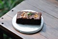 Brownie, chocolate cake with cashew nut and almond Royalty Free Stock Photo
