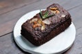 Brownie, chocolate cake with cashew nut and almond Royalty Free Stock Photo