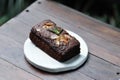 Brownie, chocolate cake with cashew nut and almond Royalty Free Stock Photo