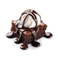 Brownie chocolate cake with ice cream