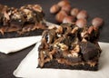 Brownie chocolate cake with nuts