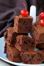 Brownie chocolate cakes with cherries