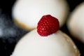 Brownie raspberry ice cream. Is massovoe cake from a mousse-cream, generovani raspberries without sugar,and the base of Royalty Free Stock Photo