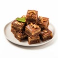 Delicious Baklava Brownies With Peanut Bars And Mint Garnish