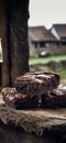 Brownies On Stone Rustic Pub Mobile Wallpeper Postcard. Generative AI