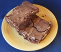 Brownies on Yellow plate