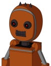 Brownish Droid With Bubble Head And Dark Tooth Mouth And Black Glowing Red Eyes And Three Dark Spikes