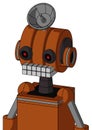 Brownish Droid With Multi-Toroid Head And Keyboard Mouth And Black Glowing Red Eyes And Radar Dish Hat