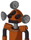 Brownish Droid With Rounded Head And Keyboard Mouth And Three-Eyed And Radar Dish Hat