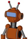 Brownish Droid With Rounded Head And Toothy Mouth And Large Blue Visor Eye And Double Led Antenna