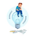 Doctor worker doctor sitting on idea light bulb Royalty Free Stock Photo