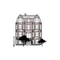 The brownstone building illustration vector Royalty Free Stock Photo