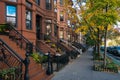 Brownstones and autumn color in Park Slope, Brooklyn, New York City Royalty Free Stock Photo